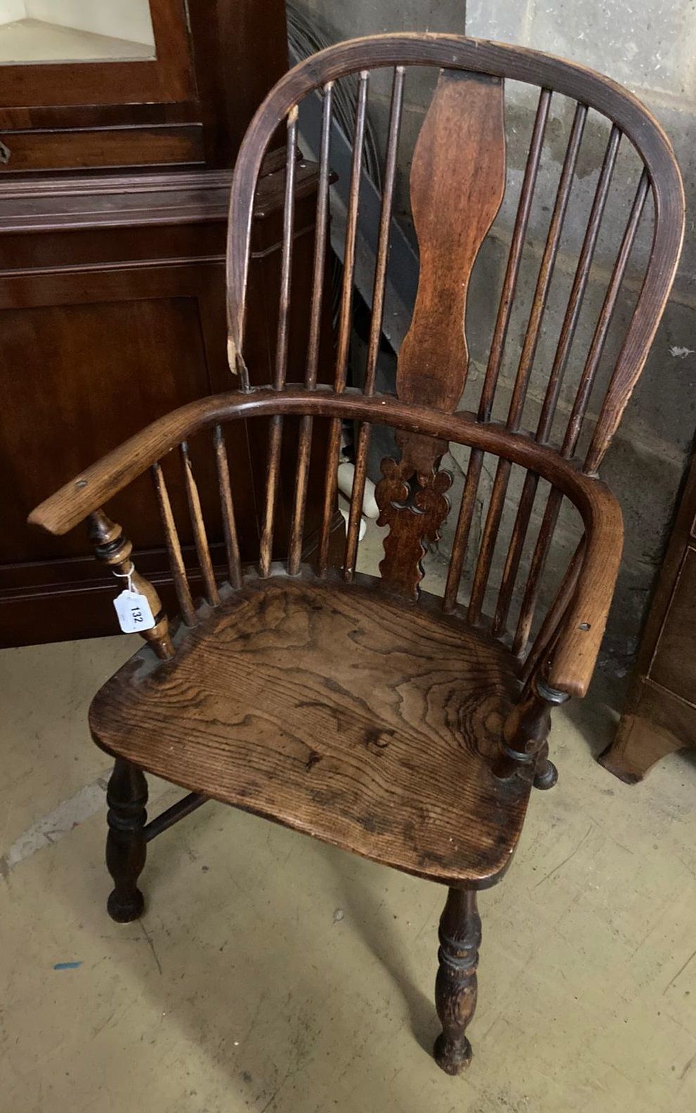 A Victorian ash Windsor armchair